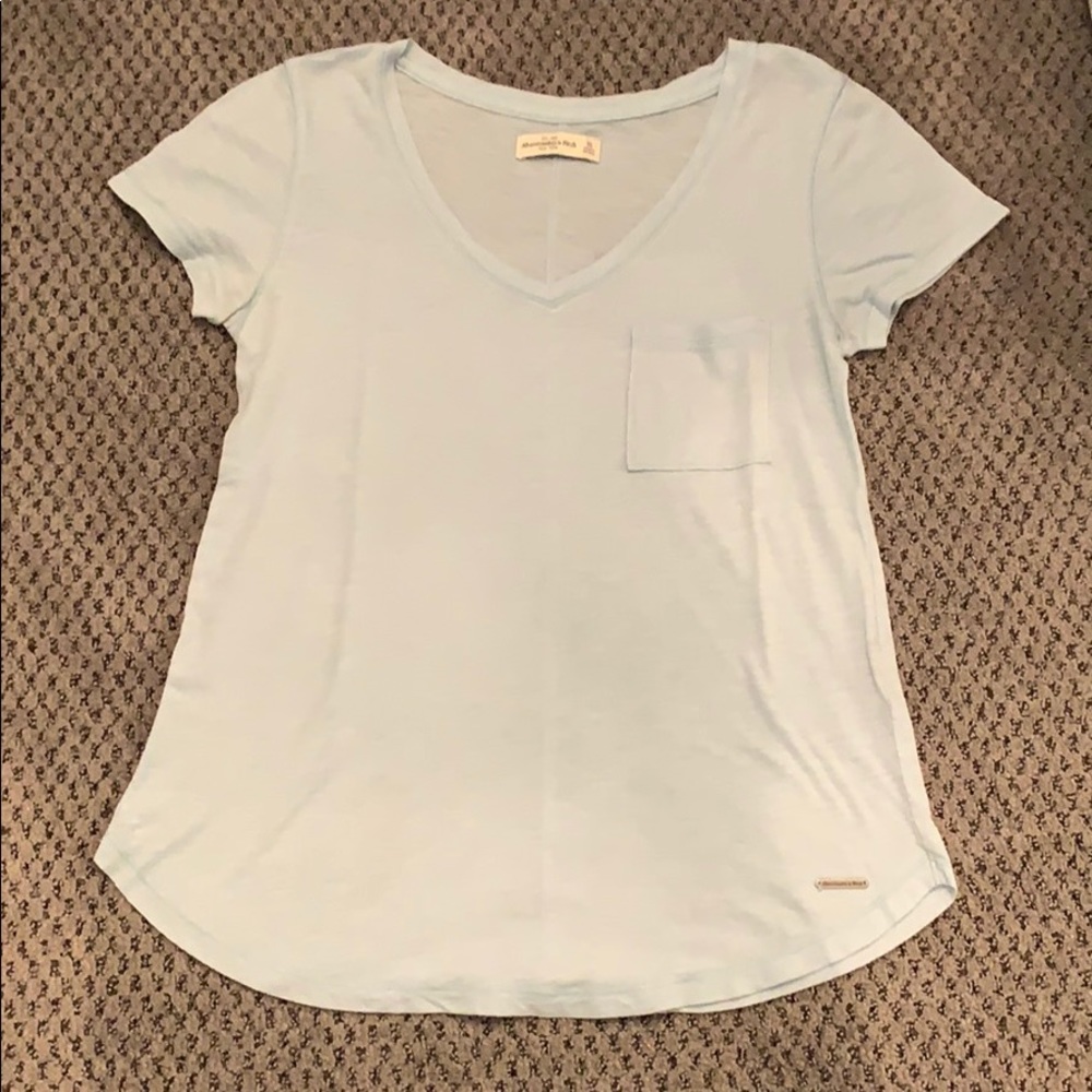 Light blue flowy v neck t shirt